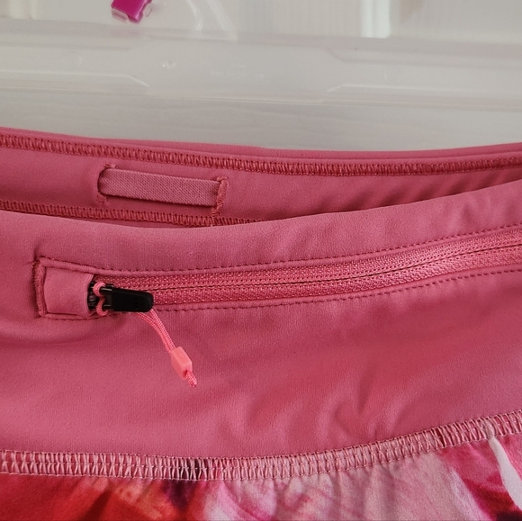 Athleta Run With It Pink Watercolor Floral Athletic Running Shorts - Picture 6 of 11